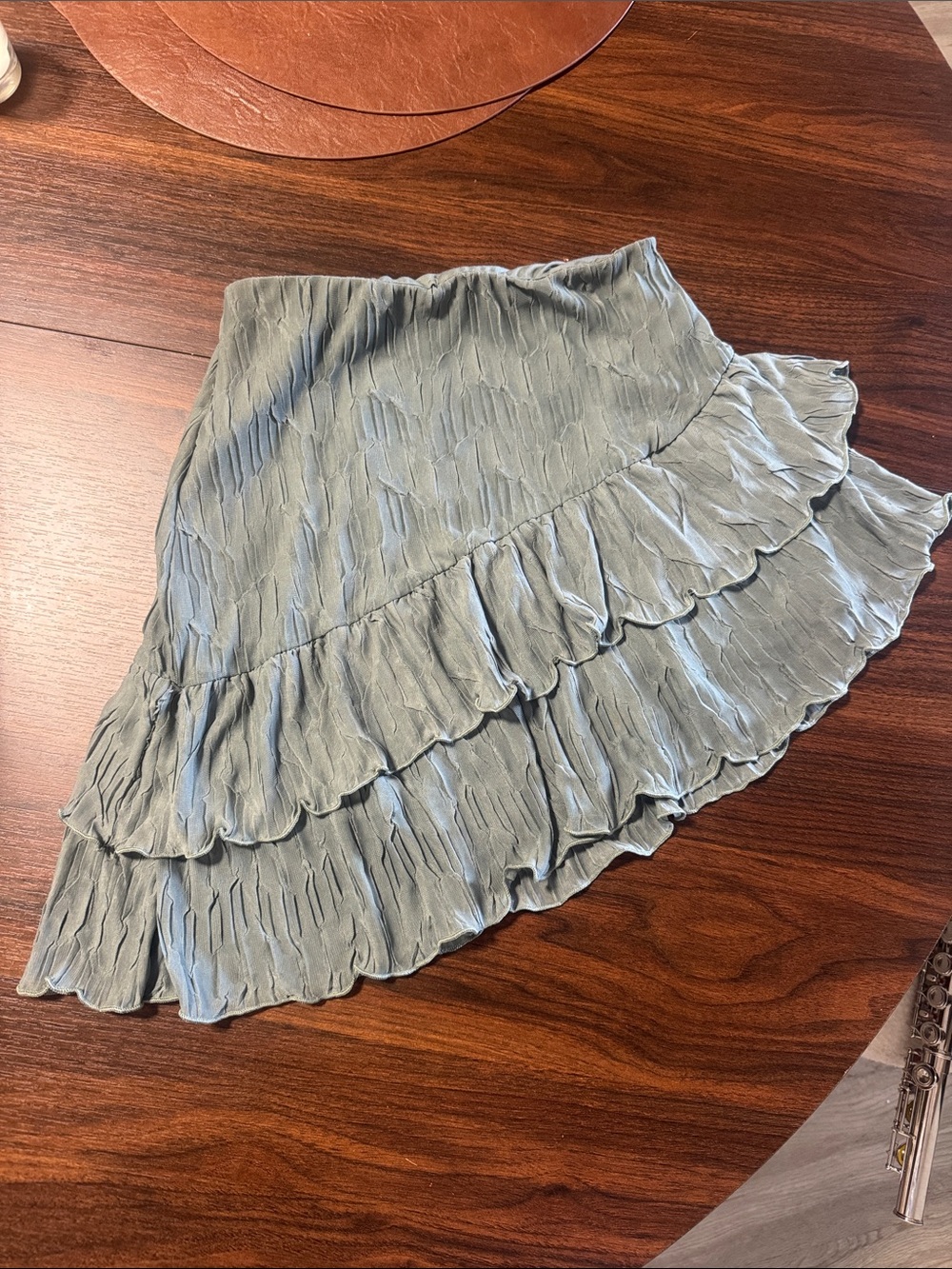 Zara Ruffled Tiered Mini Skirt - Sage Green